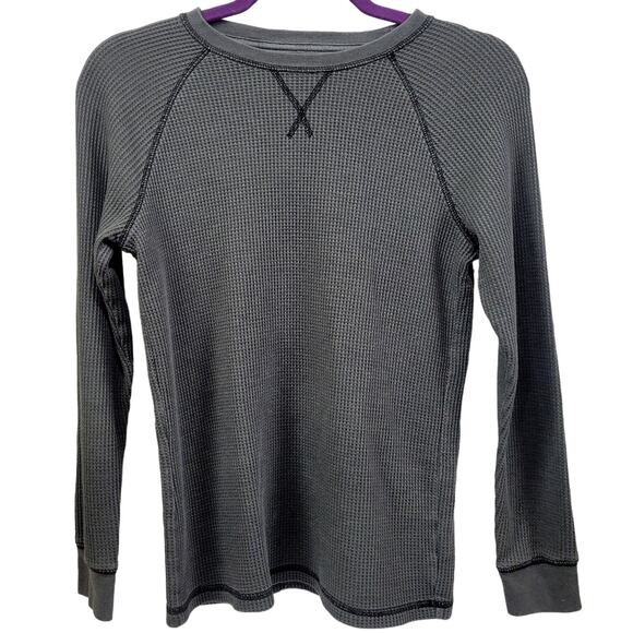 Wonder Nation Boys Black Gray Long Sleeve Thermal Shirt Size L (10-12) - Picture 1 of 6